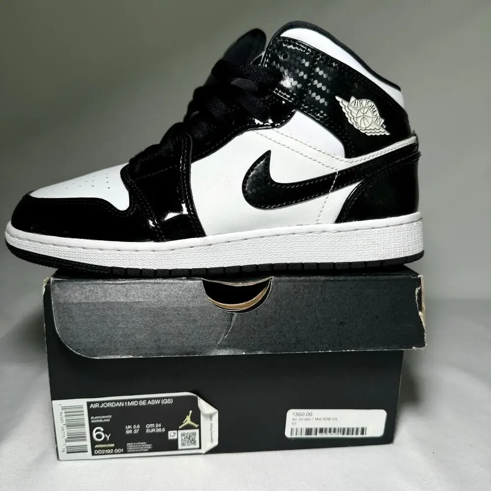 Nike Air Jordan 1 Mid SE GS All Star 2021 - Size 6 -Men's Black Trending Shoes